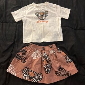 Burberry White and Brown Baby Outfit